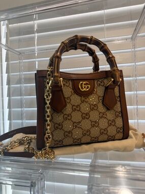 Gucci Diana crystals small tote bag